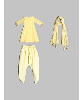 Elegant Girls Yellow Anarkali and Palazzo Set with Dupatta 7