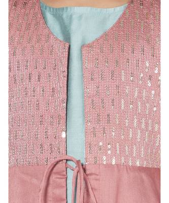 Stylish Pink and Blue Jacket Set for Girls 4