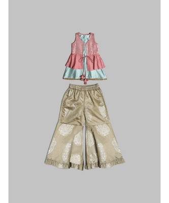 Stylish Pink and Blue Jacket Set for Girls 6