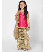 Girls Trendy Pink and Khaki Sharara Set with Dupatta