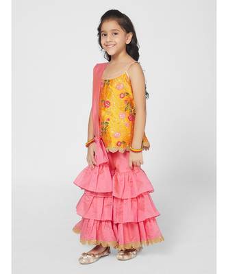Chic Pink and Yellow Sharara Set with Dupatta 2