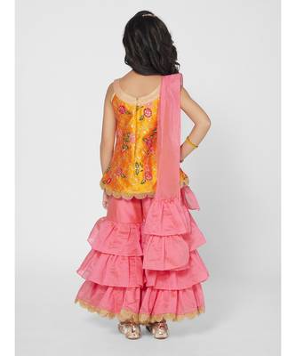 Chic Pink and Yellow Sharara Set with Dupatta 3