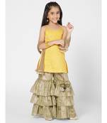 Gorgeous Yellow and Khaki Sharara Set for Girls with Dupatta