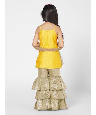 Gorgeous Yellow and Khaki Sharara Set for Girls with Dupatta 3