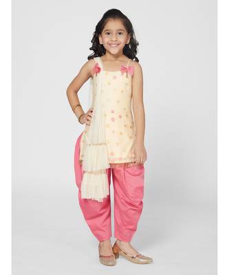 Duxe Cream and Pink Dhoti Set with Dupatta 1