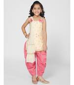 Duxe Cream and Pink Dhoti Set with Dupatta
