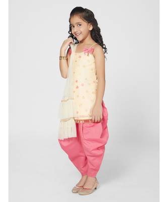 Duxe Cream and Pink Dhoti Set with Dupatta 2