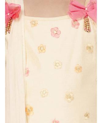 Duxe Cream and Pink Dhoti Set with Dupatta 4