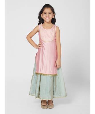 Stunning Green Sharara Party Set for Girls 1