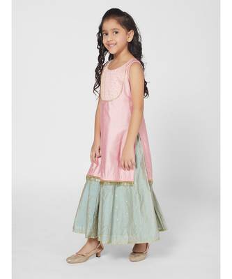 Stunning Green Sharara Party Set for Girls 5