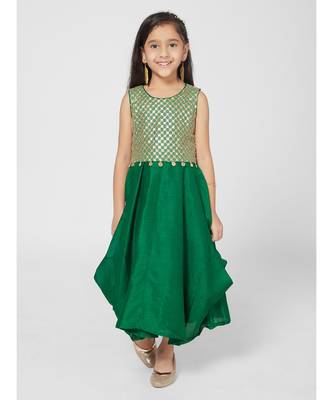 Chic Green Sleeveless Party Dress for Girls 1