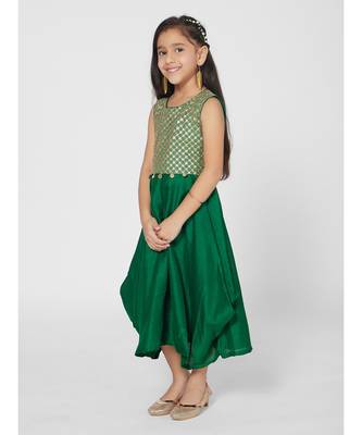 Chic Green Sleeveless Party Dress for Girls 2