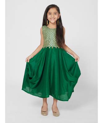 Chic Green Sleeveless Party Dress for Girls 5