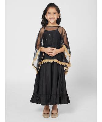 Stunning Black Sleeveless Party Gown for Girls 1