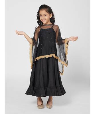 Stunning Black Sleeveless Party Gown for Girls 5