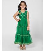 Beautiful Green Sleeveless Party Gown for Girls