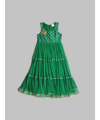 Beautiful Green Sleeveless Party Gown for Girls 6