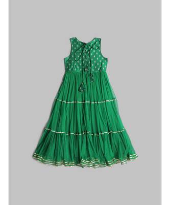 Beautiful Green Sleeveless Party Gown for Girls 7