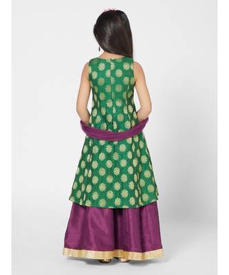 Beautiful Green and Purple Lehenga Choli for Girls with Dupatta 3