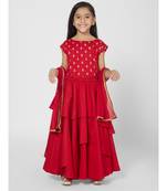 Stunning Girls Red Lehenga Choli Set with Dupatta