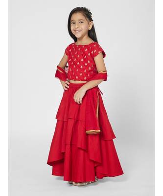 Stunning Girls Red Lehenga Choli Set with Dupatta 2