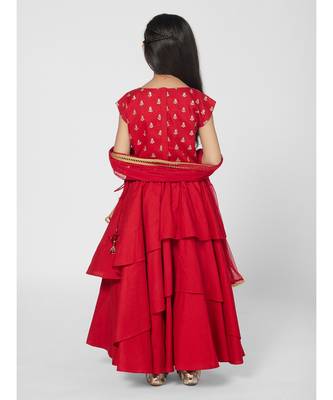 Stunning Girls Red Lehenga Choli Set with Dupatta 3