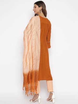 Orange embroidered rayon salwar 2