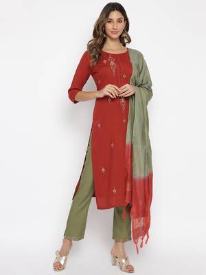Maroon embroidered rayon salwar 1