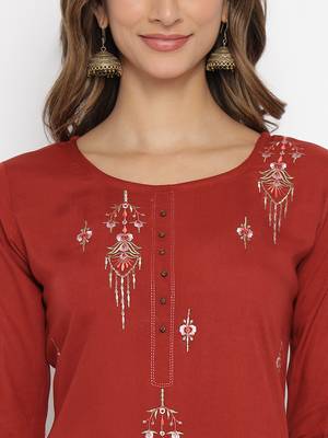 Maroon embroidered rayon salwar 3