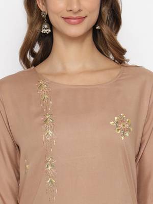 Cream embroidered rayon salwar 3