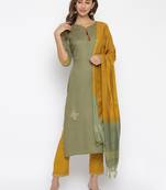 Green embroidered rayon salwar