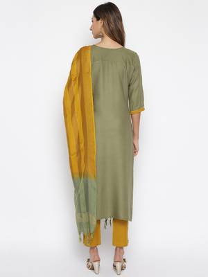 Green embroidered rayon salwar 2