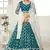 Teal  embroidered net semi stitched lehenga