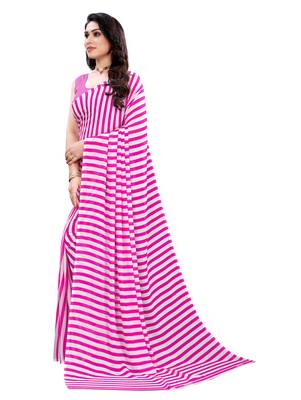   pink printed georgette saree with blouse 2