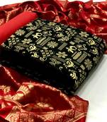  Black Banarasi silk Unstitched dress material