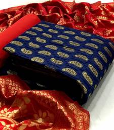  Blue Banarasi silk Unstitched dress material