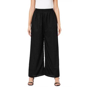 Black embroidered cotton palazzo-pants 1