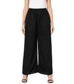 Black embroidered cotton palazzo-pants