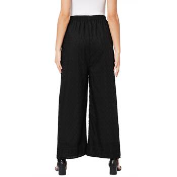 Black embroidered cotton palazzo-pants 2