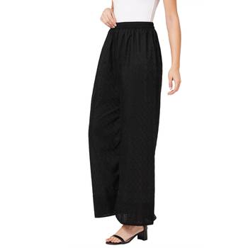 Black embroidered cotton palazzo-pants 3