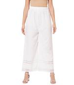 White embroidered cotton palazzo-pants