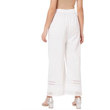 White embroidered cotton palazzo-pants 2