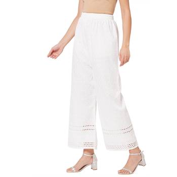 White embroidered cotton palazzo-pants 3