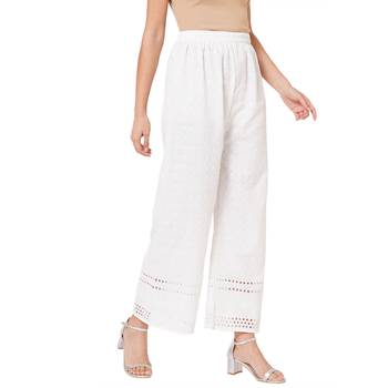 White embroidered cotton palazzo-pants 5