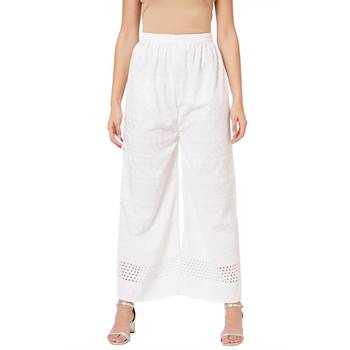 White embroidered cotton palazzo-pants 1
