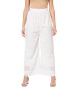 White embroidered cotton palazzo-pants