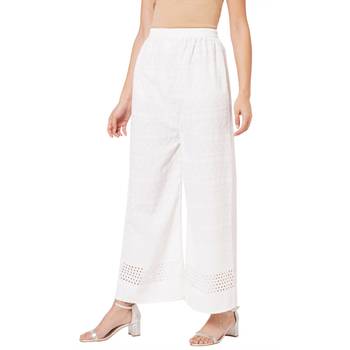 White embroidered cotton palazzo-pants 3