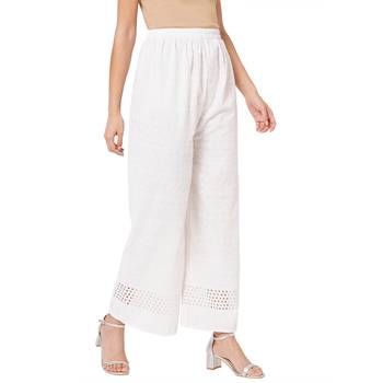 White embroidered cotton palazzo-pants 5