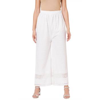 White embroidered cotton palazzo-pants 1