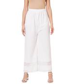White embroidered cotton palazzo-pants